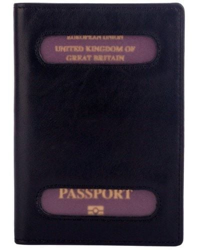 Smith & Canova Antiqued Leather Passport Cover - Blue