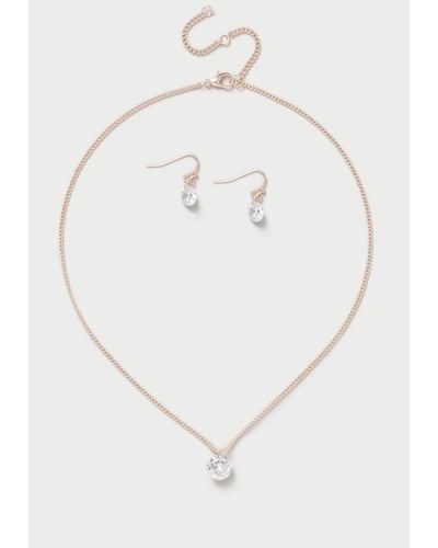 Dorothy Perkins Silver Necklace And Stud Set - White