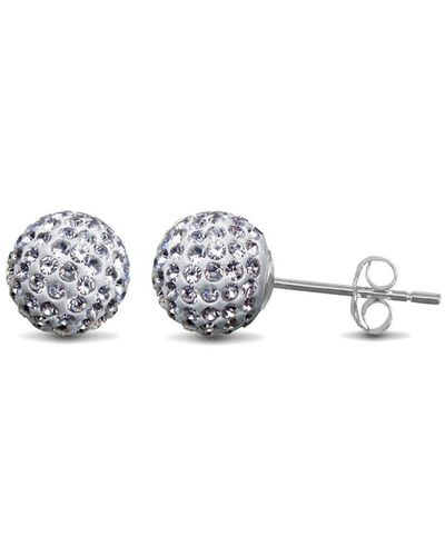 Jewelco London Sterling Silver White Crystal Spiky Disco Ball Stud Earrings 8mm - Gve142-8ml - Metallic