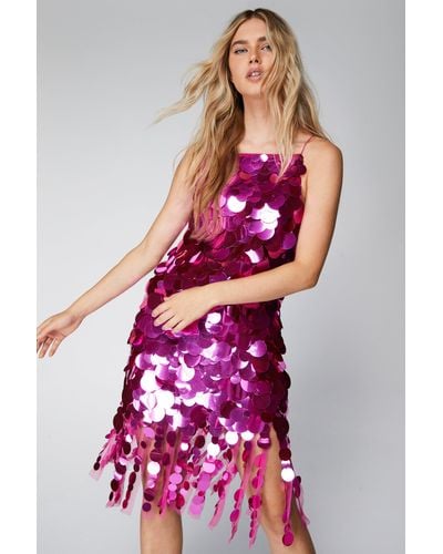 Nasty Gal Disc Sequin Fringe Mini Dress - Multicolour