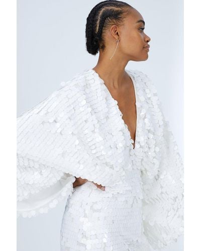 Coast Escent Statement Sequin Kimono Mini Dress - White