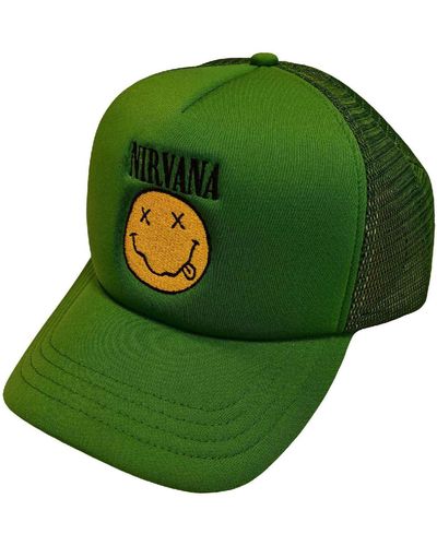 Nirvana Band Logo Grunge Smile Baseball Cap - Green