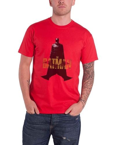 Dc Comics The Batman Yellow Text T Shirt - Red