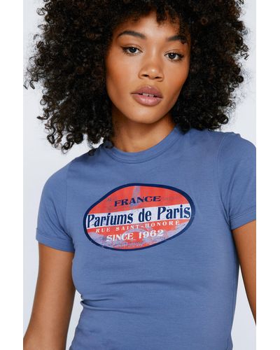 Nasty Gal Parfums De Paris Printed Graphic T-shirt - Blue