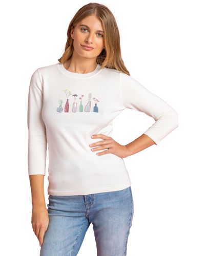 Roman Floral Motif Embroidered Jumper - White