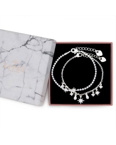 Lipsy Silver Celestial Charm Bracelet - Gift Boxed - Black
