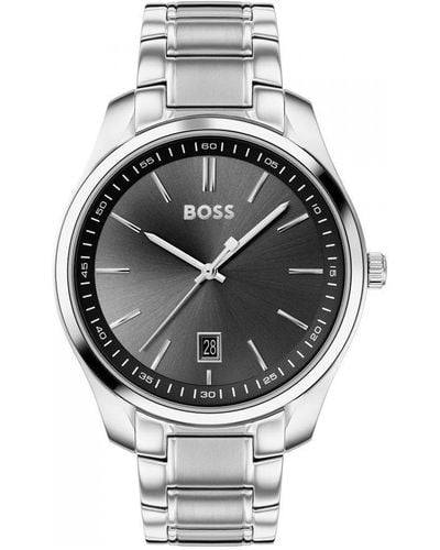 BOSS Circuit Stainless Steel Fashion Analogue Quartz Watch - 1513730 - Grey