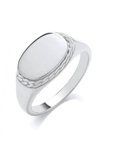 Jewelco London Silver Oval Signet Ring Signet Ring - Gvr984 - Metallic
