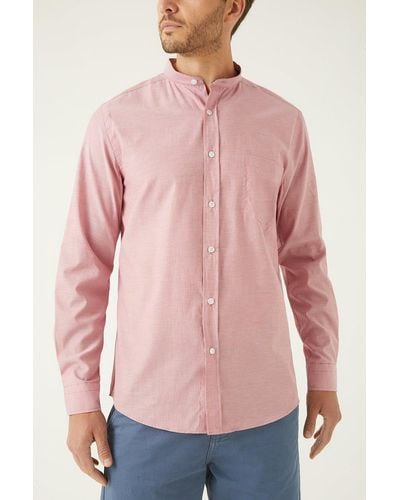 MAINE Mini Stripe Grandad Collar Shirt - Pink