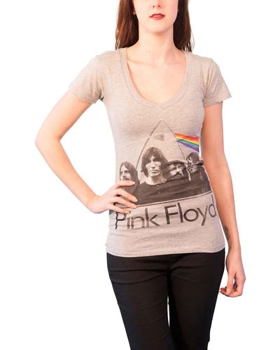 Pink Floyd Dark Side Of The Moon Skinny Fit V Neck T Shirt - Grey