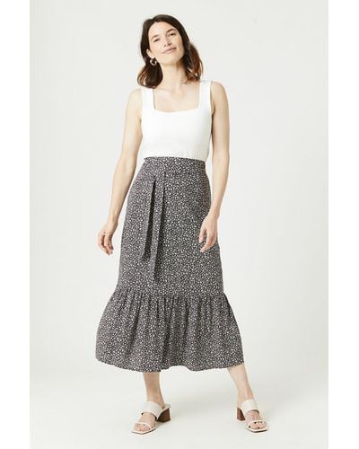 MAINE Mono Ditsy Tiered Midi Skirt - Grey