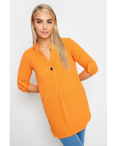 M&CO. Statement Button Tab Sleeve Shirt - Orange