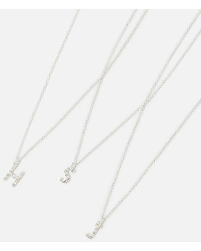 Accessorize Sterling Silver Super Sparkle Initial Pendant Necklace- M - White