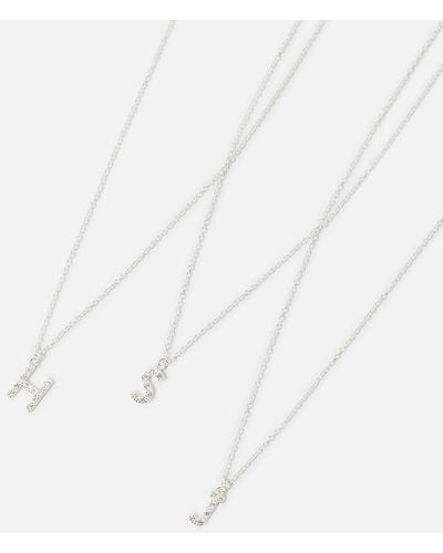 Accessorize Sterling Silver Super Sparkle Initial Pendant Necklace- N - White