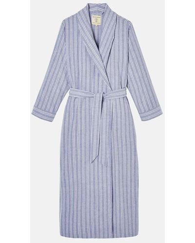 British Boxers 'westwood' Pebble Brushed Cotton Dressing Gown - Blue