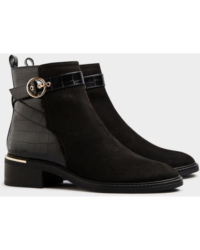 Long Tall Sally Buckle Strap Boots - Black
