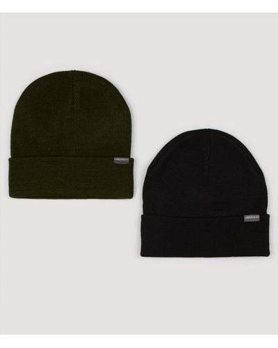 Larsson & Co Olive & Black 2 Pack Knitted Beanie Hat