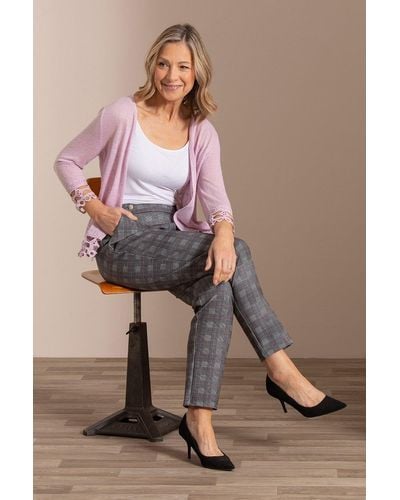 Anna Rose Checked Slim Leg Trousers - Pink