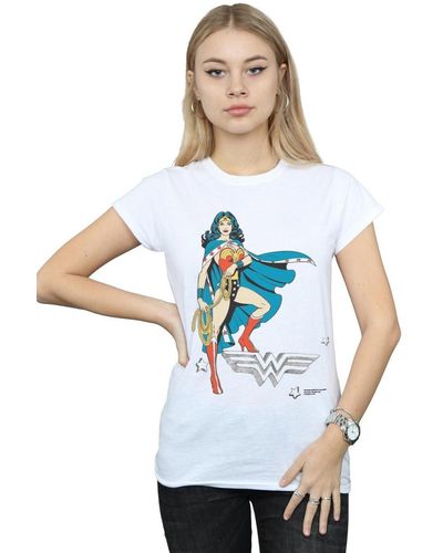 Dc Comics Wonder Woman Standing Logo Cotton T-shirt - White