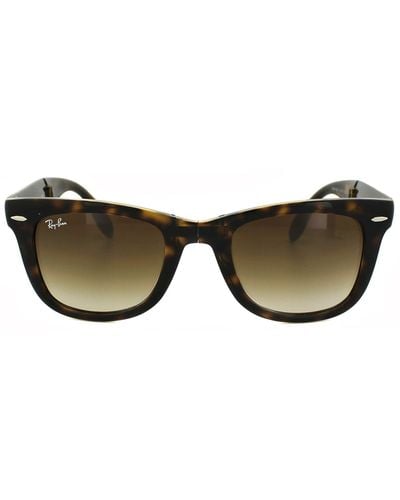 Ray-Ban Rectangle Light Havana Brown Gradient Folding Wayfarer 4105 Sunglasses