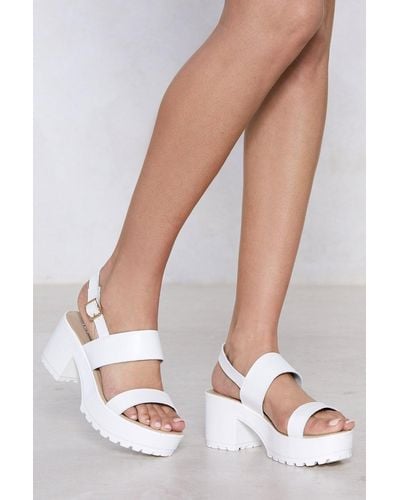 Nasty Gal Faux Leather Strappy Platform Sandals - White