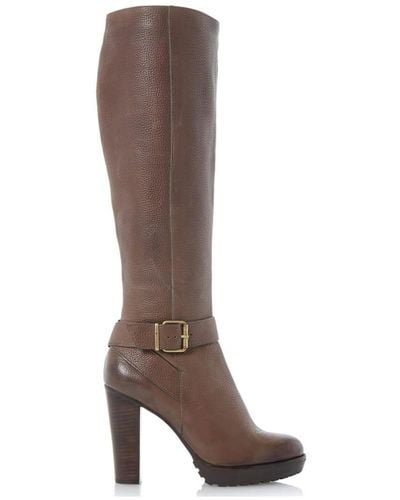 Dune 'sami' Leather Knee High Boots - Brown