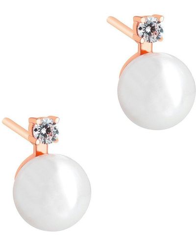 Pure Luxuries Gift Packaged 'tomasa' 18ct Rose Gold Plated 925 Silver & Pearl Earrings - White