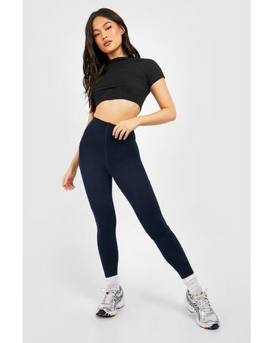 Petite High Waist Basic Shiny Leggings