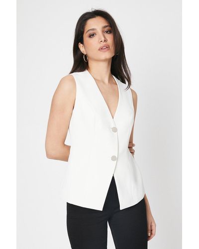 Dorothy Perkins Button Front Waistcoat - White
