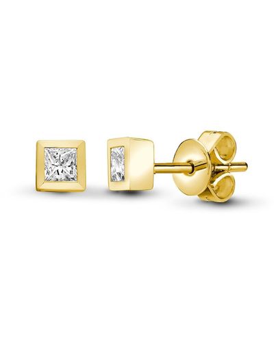 Jewelco London 18ct Gold 0.1ct Diamond Solitaire Stud Earrings - Metallic