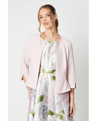 Coast Crepe Tailored Jacket With Piped Seams - White
