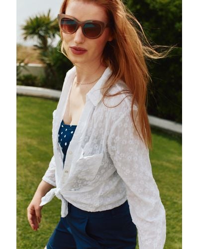 MAINE Embroidered Summer Cotton Shirt - White