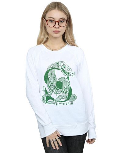 Harry Potter Slytherin Glitter Sweatshirt - White