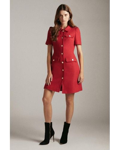 Karen Millen Tweed Tailored Sleeveless A Line Mini Dress