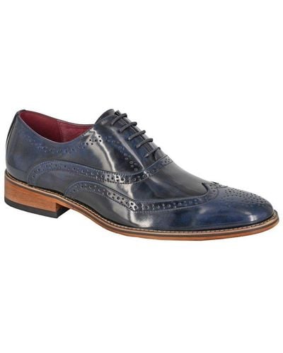 Goor Burnished Brogue Detailing Oxford Shoes - Blue