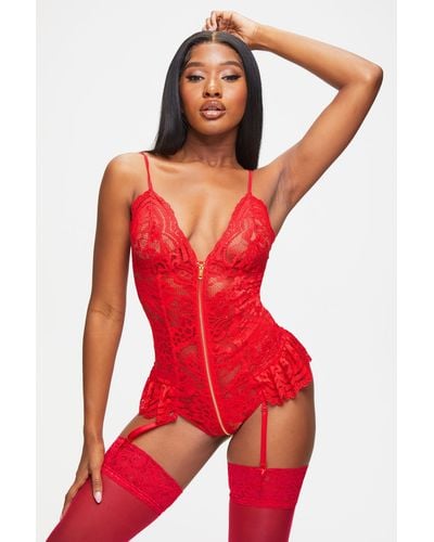 Ann Summers Taylor Crotchless Teddy - Red