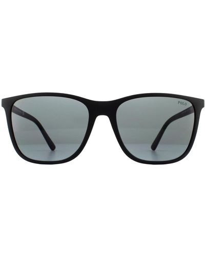 Polo Ralph Lauren Rectangle Matte Black Light Grey Sunglasses