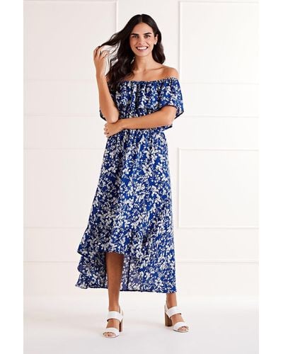 Mela Blue Floral 'gissella' Asymmetric Dress