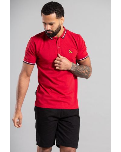 Kensington Eastside Short Sleeve Cotton Contrast Collar Polo Shirt - Red