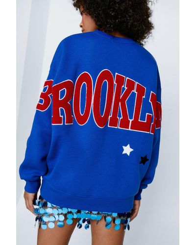 Nasty Gal Brooklyn Back Detail Oversized Sweatshirt - Blue