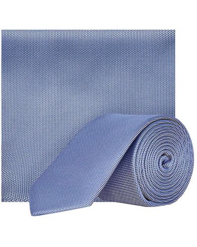 Burton Texture Tie And Matching Pocket Square - Blue