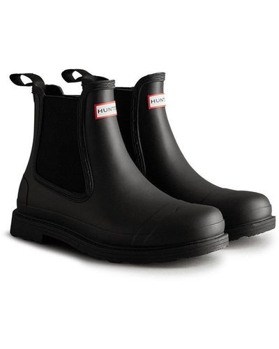 HUNTER 'commando' Patterned Wellingtons - Black