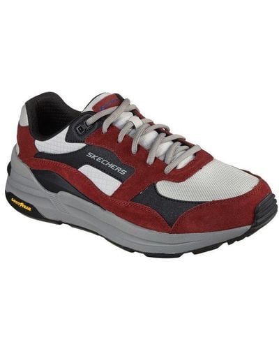 Skechers 'global Jogger' Leather Trainers - Red