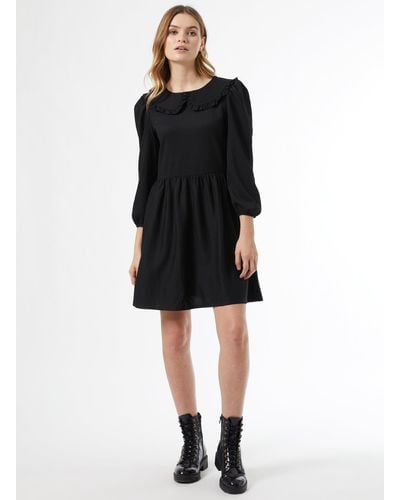 Dorothy Perkins Black Collar Fit And Flare Dress