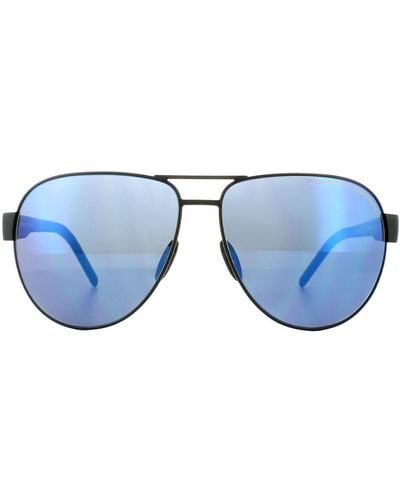 Porsche Design Aviator Black Blue Mirror P8632 Sunglasses