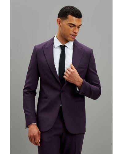 Burton Skinny Fit Purple Tuxedo Jacket - Blue