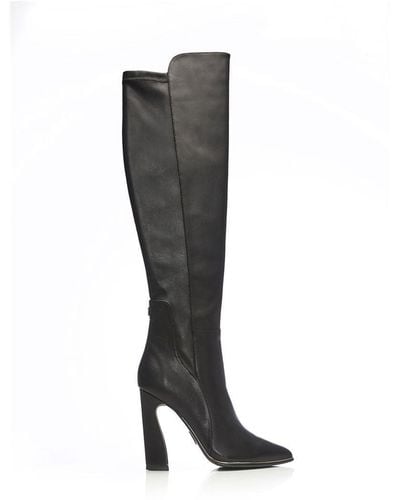 Moda In Pelle 'bette' Leather Heeled Boots - Black