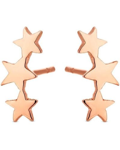 Simply Silver 14ct Rose Gold Plated Sterling Silver Star Climber Earrings - Pink