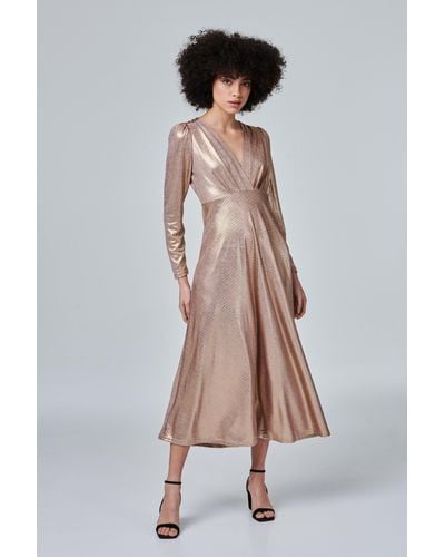 Izabel London Metallic Long Sleeve Maxi Dress - Multicolour