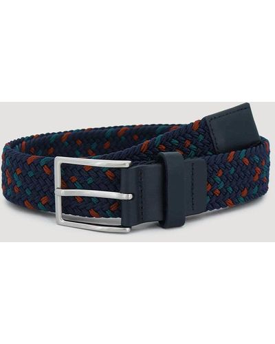 Larsson & Co Navy, Red And Teal Braided Belt - Blue